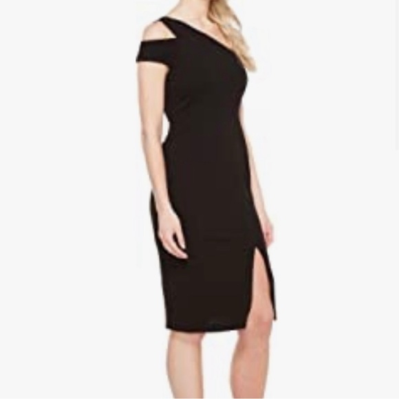 NWT Maggy London Black One Shoulder Sheath Dress sz 8 - Picture 2 of 10